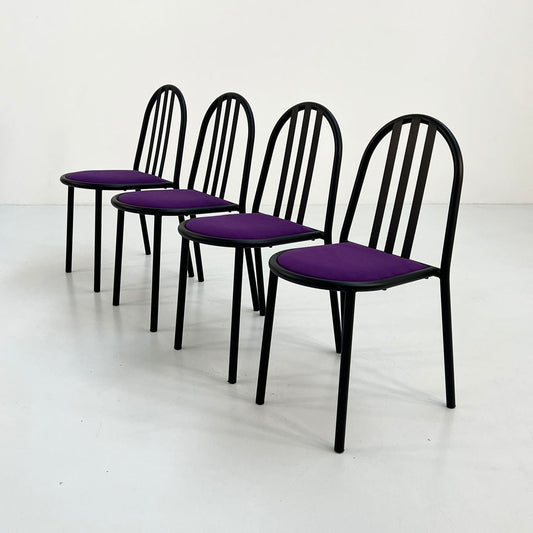 4 Purple Fabric No.222 Chairs by Robert Mallet-Stevens for Pallucco Italia, 1980