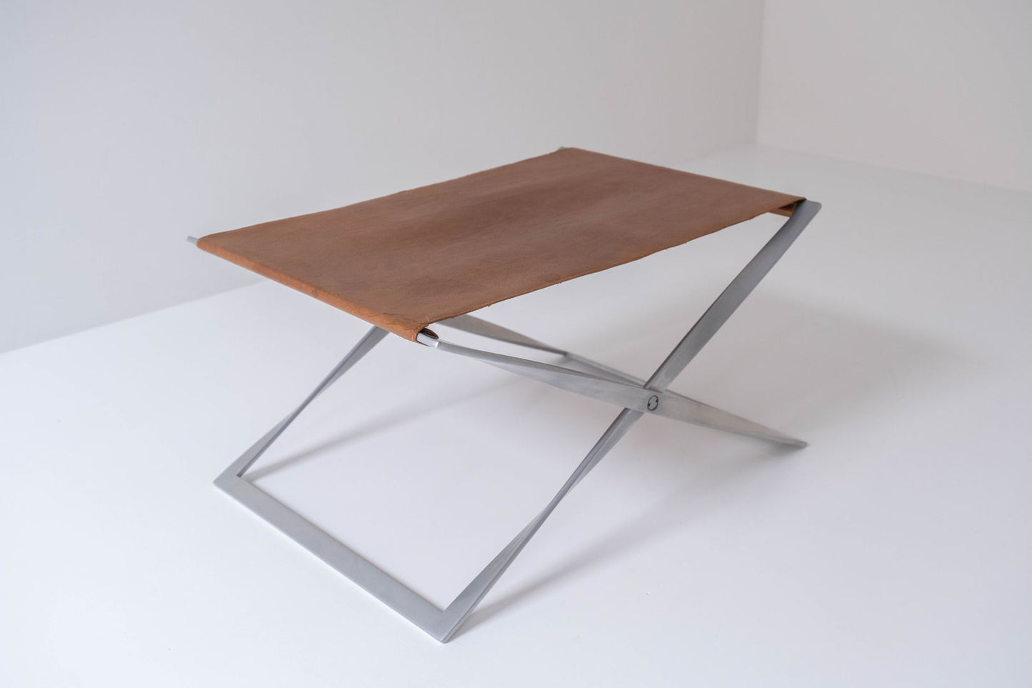 Iconic PK 91 folding stool designed by Poul Kjærholm and manufactured by E. Kold Christensen, Denmark 1961.