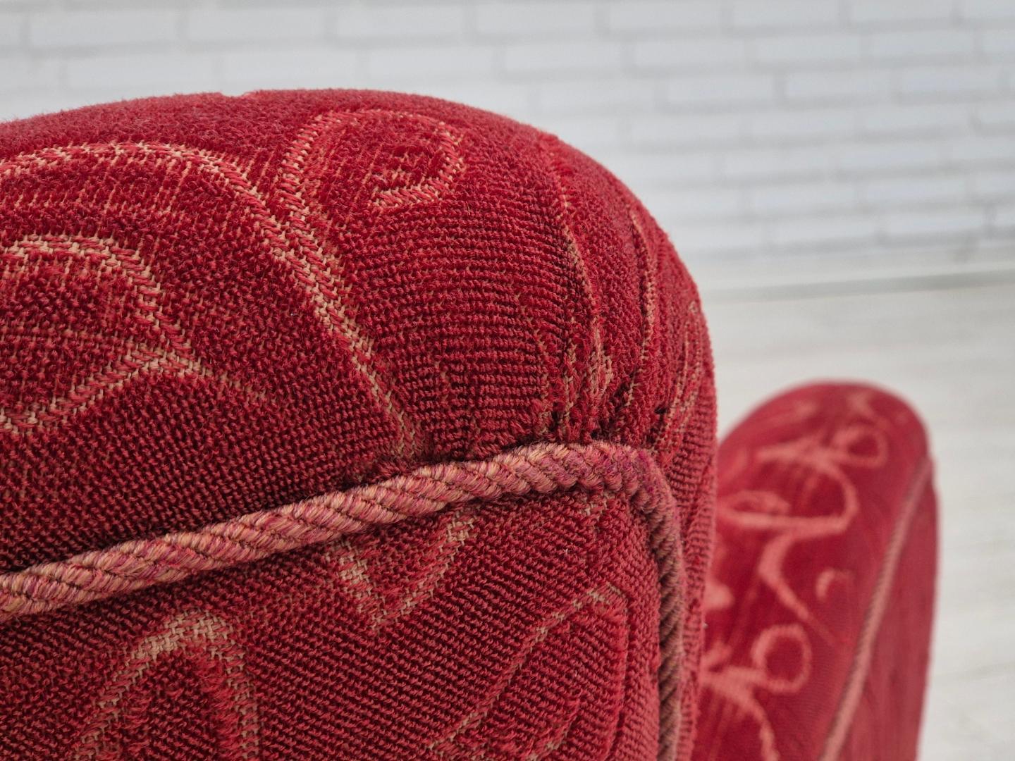 1960s, Danish relax armchair, original condition, red cotton/wool.