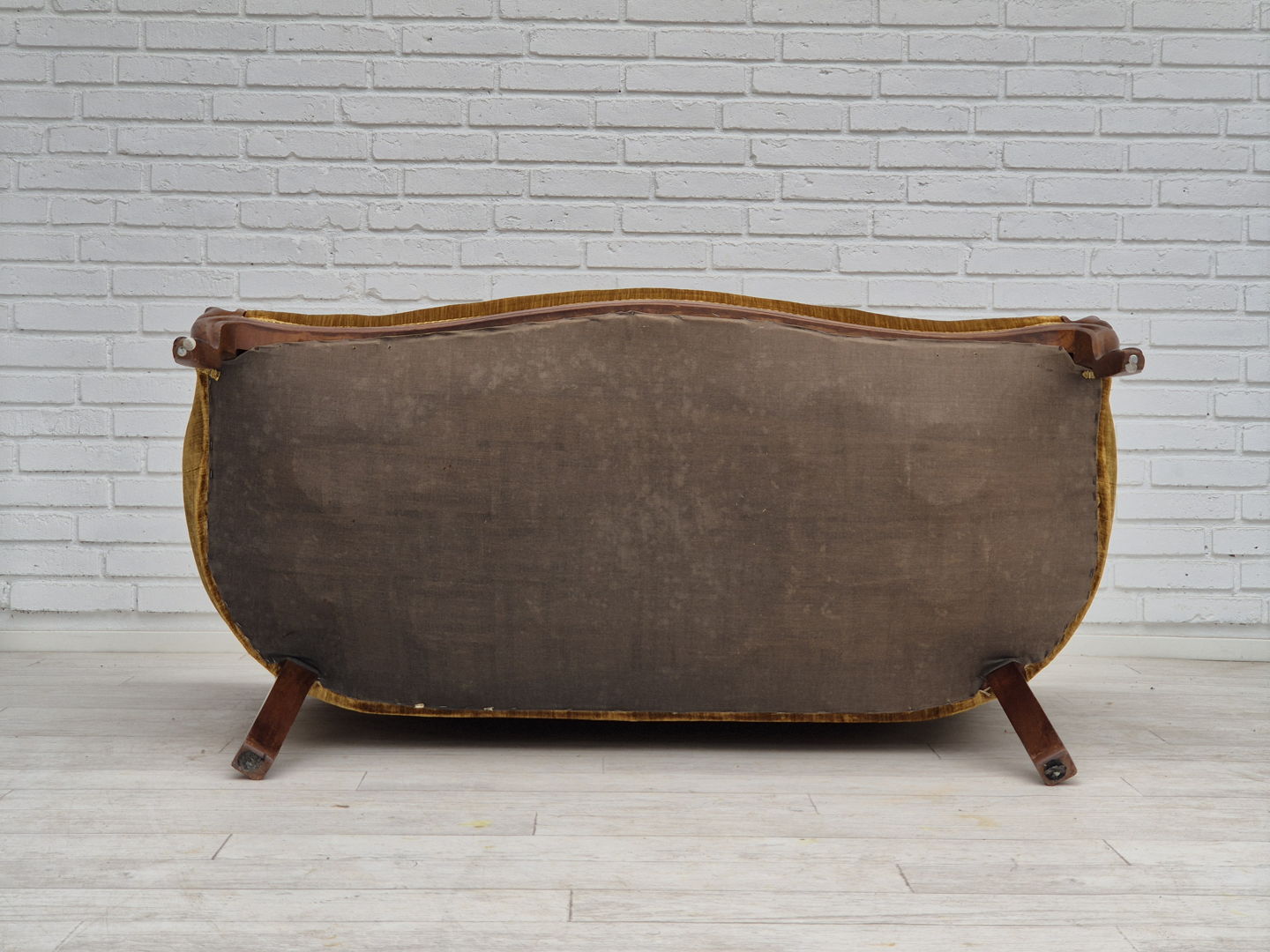 1950s, Danish sofa, vintage furniture velour, very good condition, mahogany wood.