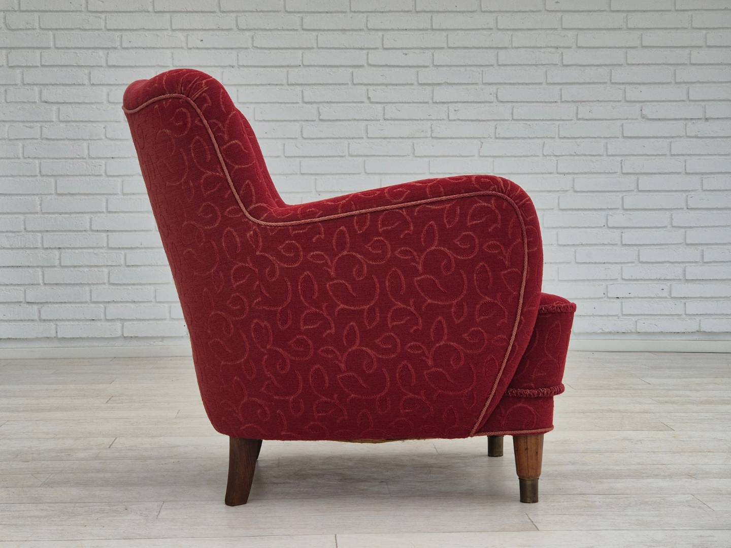 1960s, Danish relax armchair, original condition, red cotton/wool.