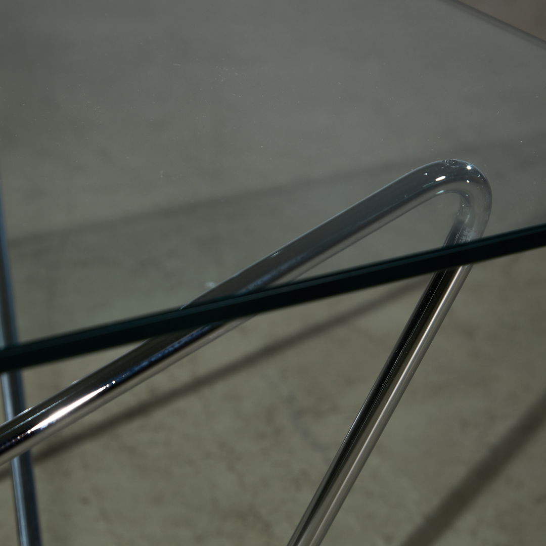 1970's Coffee Table with Tempered Glass on Zig-Zag Frame