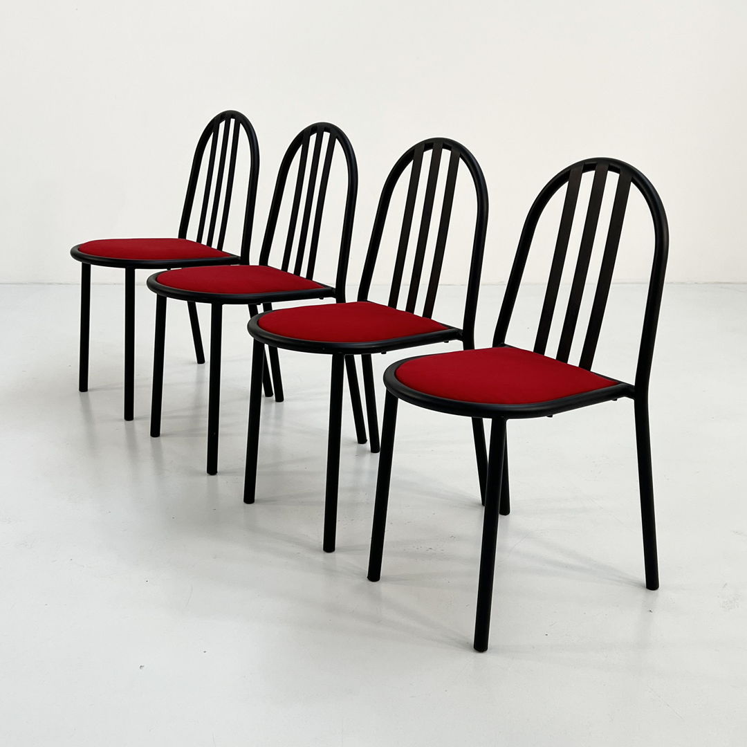 4 Red Fabric No.222 Chairs by Robert Mallet-Stevens for Pallucco Italia, 1980s