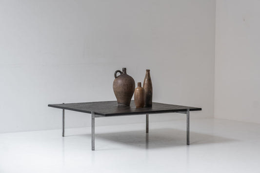 Square slate stone coffee table from the 1950s.