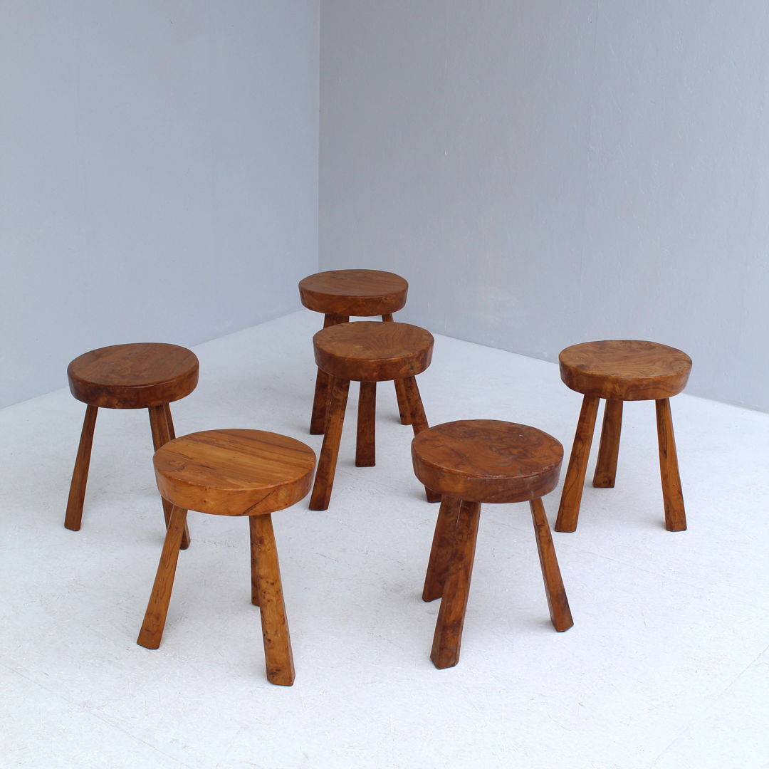 Set Burl wood stools