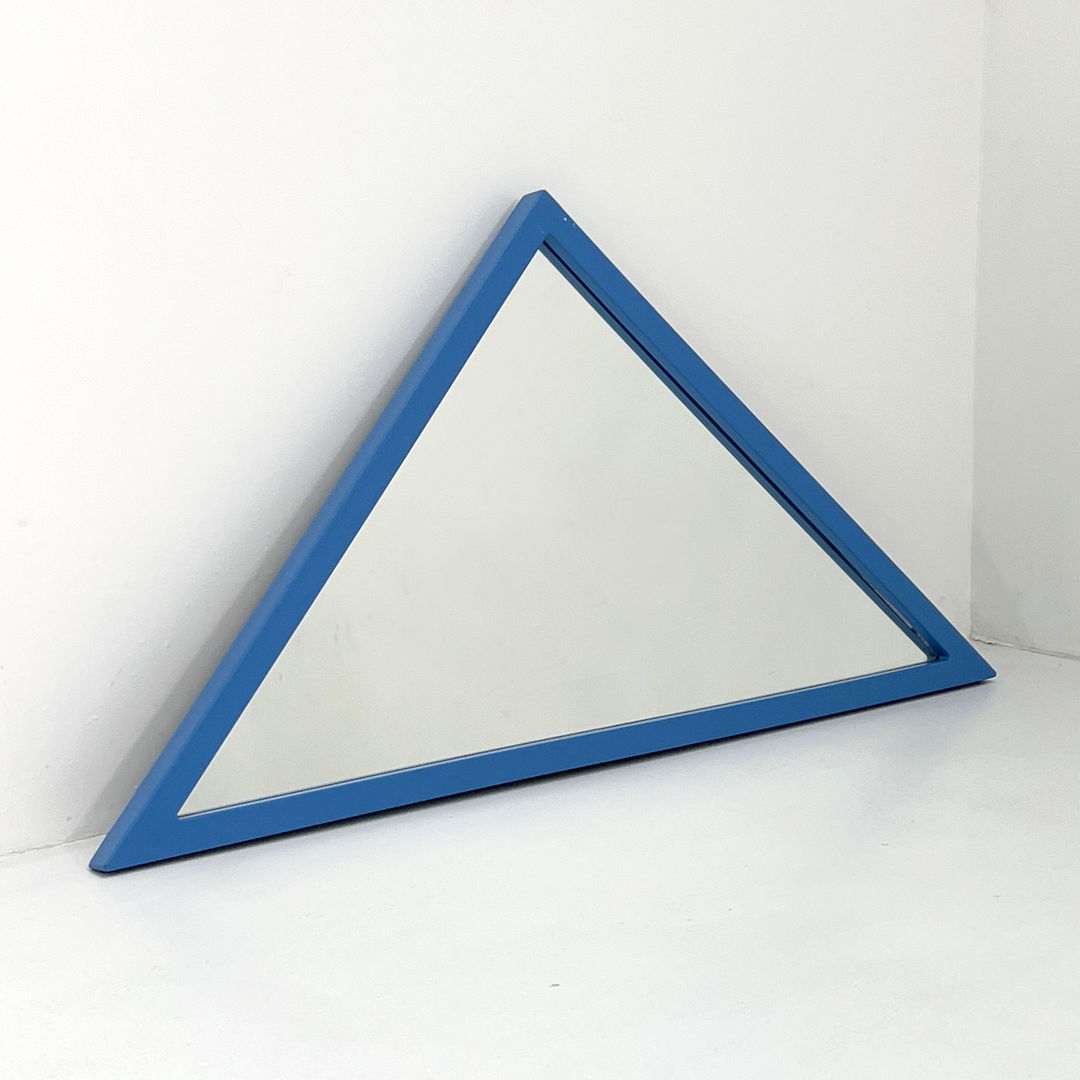 Blue Triangle Frame Mirror by Anna Castelli Ferrieri for Kartell, 1980s