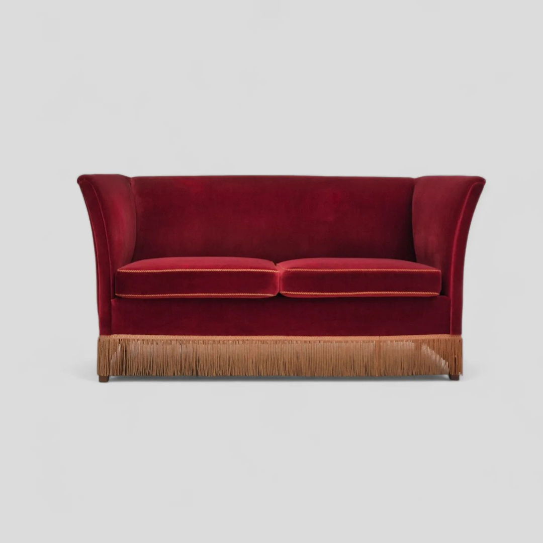 1970s, Danish 2 seater sofa, original condition, furniture velour, ash wood.