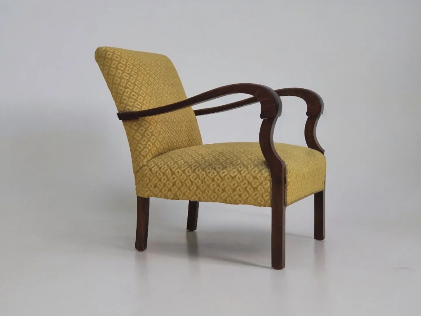 1950s, Danish design, armchair in original condition, furniture cotton/ wool fabric.