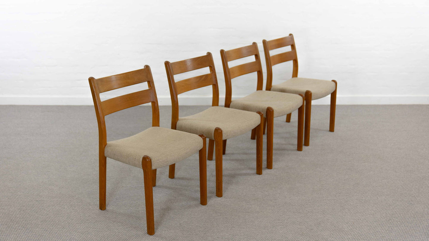 MID-CENTURY TEAK DINING CHAIRS BY EMC-Mobler, DENMARK, 60S, SET OF 4