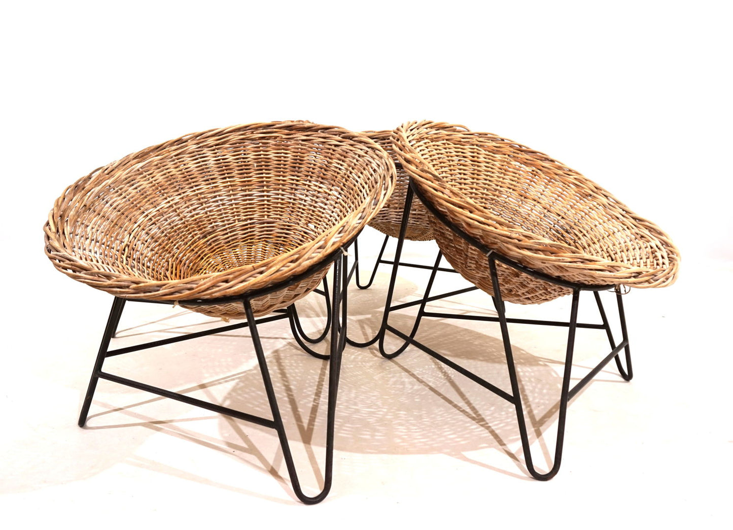 Set of 4 rattan pod chairs 60s