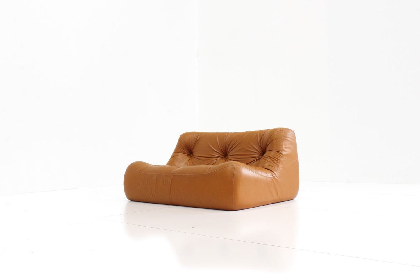 Cognac Leather Kali sofa by Michel Ducaroy for Ligne Roset