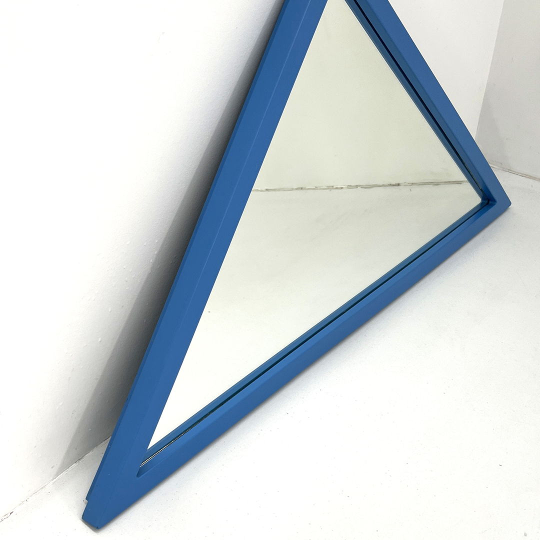 Blue Triangle Frame Mirror by Anna Castelli Ferrieri for Kartell, 1980s