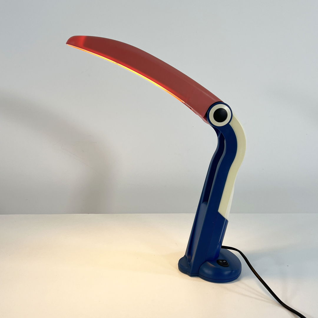 Blue/Pink Toucan Lamp by H.T. Huang for Huanglite, 1980s