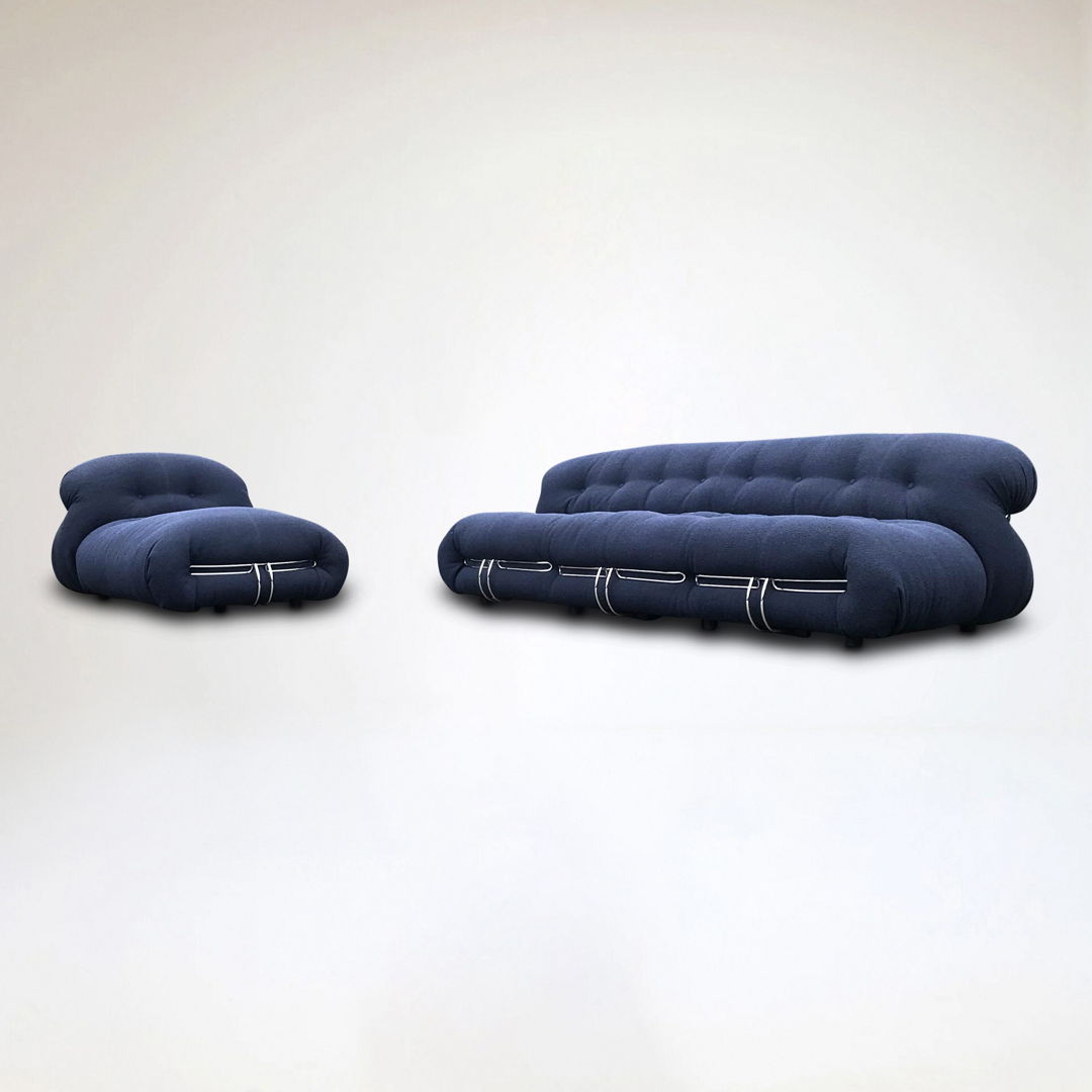 Soriana 3 seater sofa and chaise longue by Tobia & Afra Scarpa for Cassina 2000s