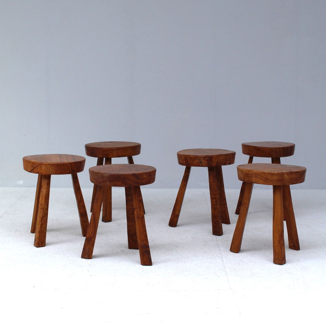 Set Burl wood stools