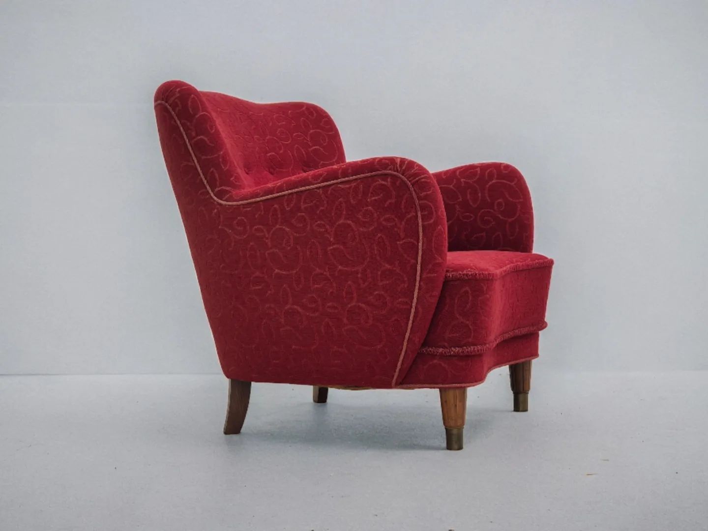 1960s, Danish relax armchair, original condition, red cotton/wool.