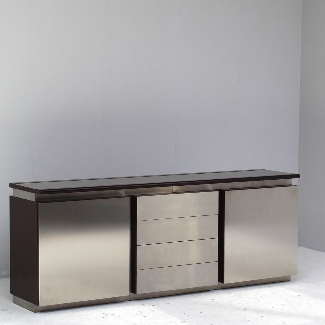 Silver Paroli sideboard by Giotto Stoppino & Ludovico Acerbis for Acerbis International, 1970s
