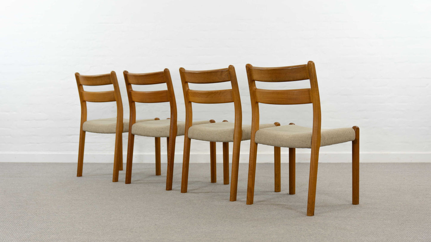 MID-CENTURY TEAK DINING CHAIRS BY EMC-Mobler, DENMARK, 60S, SET OF 4