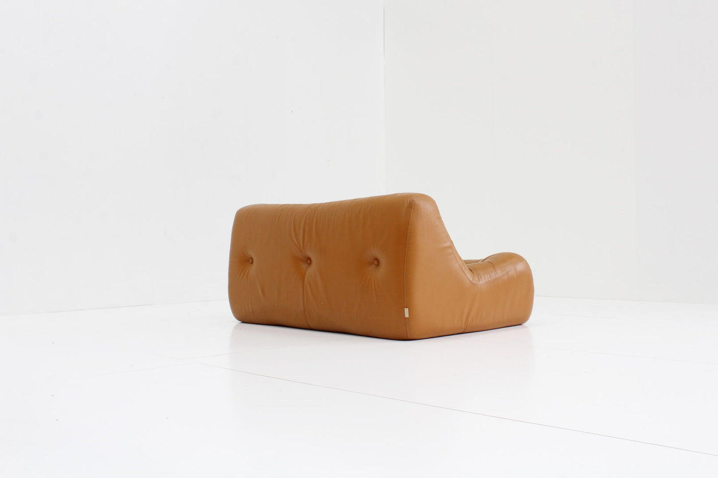 Cognac Leather Kali sofa by Michel Ducaroy for Ligne Roset