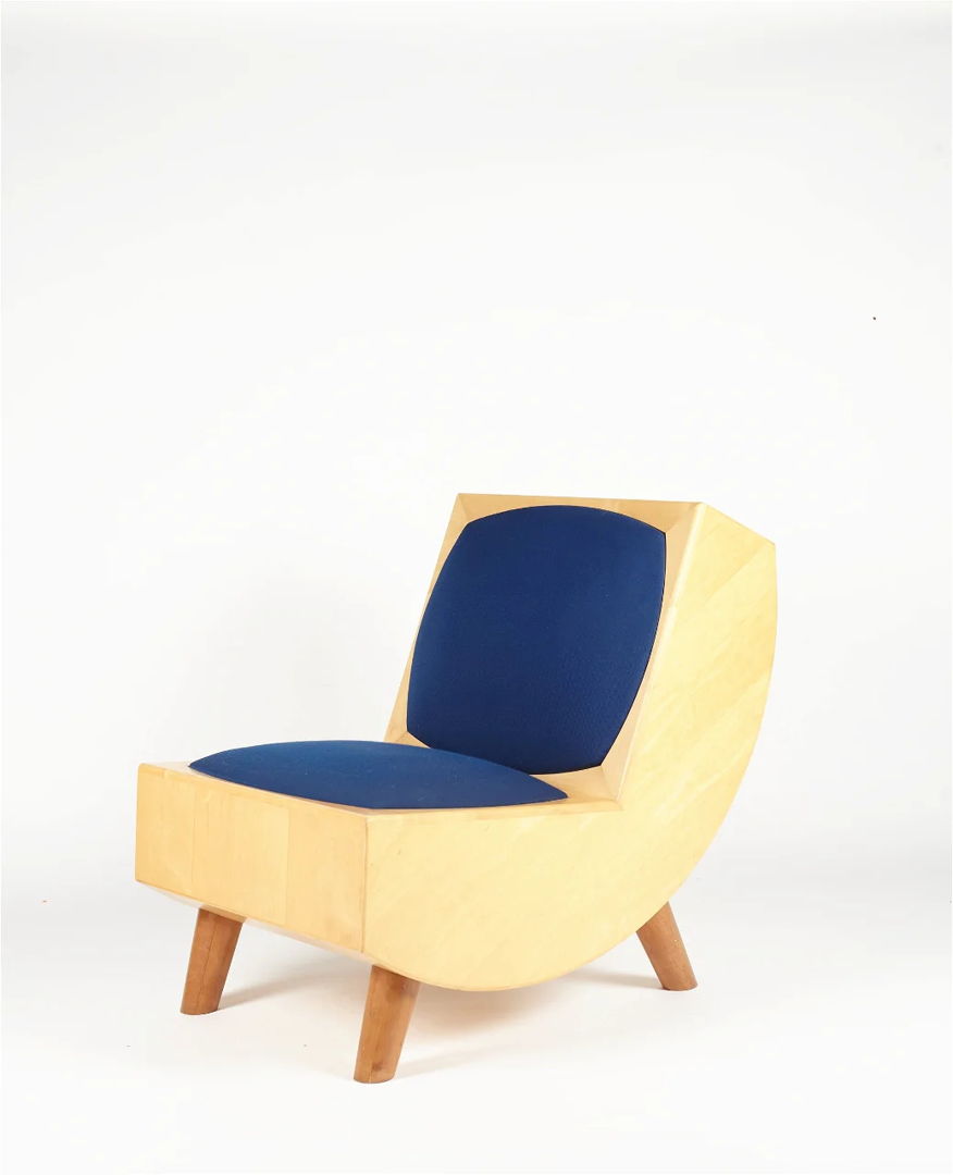 unique Dutch postmodern beech wood armchair 1990s