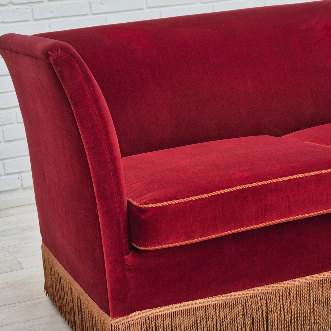 1970s, Danish 2 seater sofa, original condition, furniture velour, ash wood.
