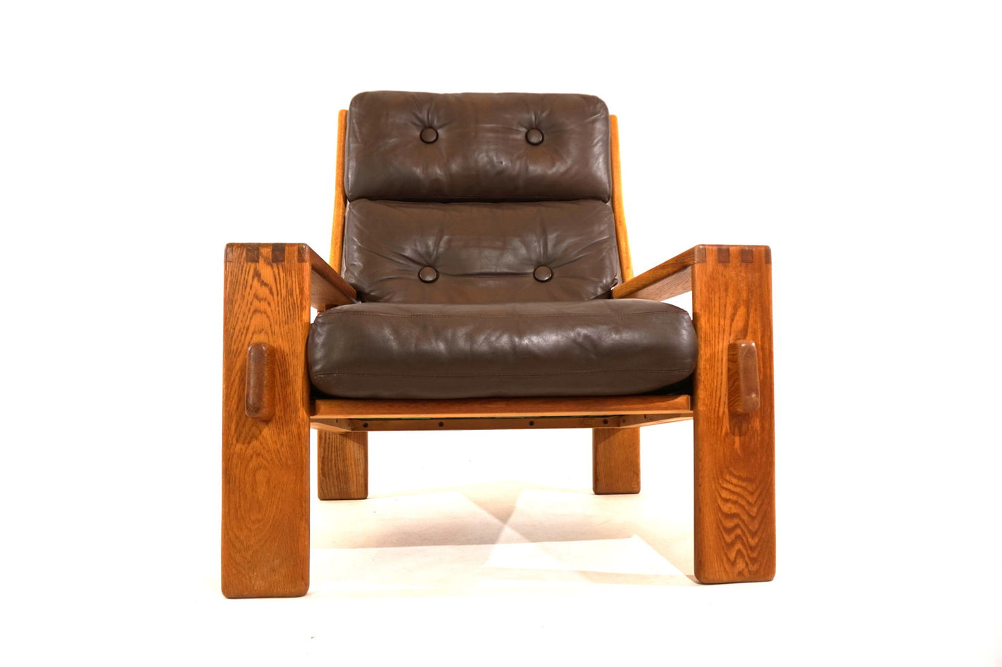 Asko Bonanza brown high-back leather armchair by Esko Pajamies