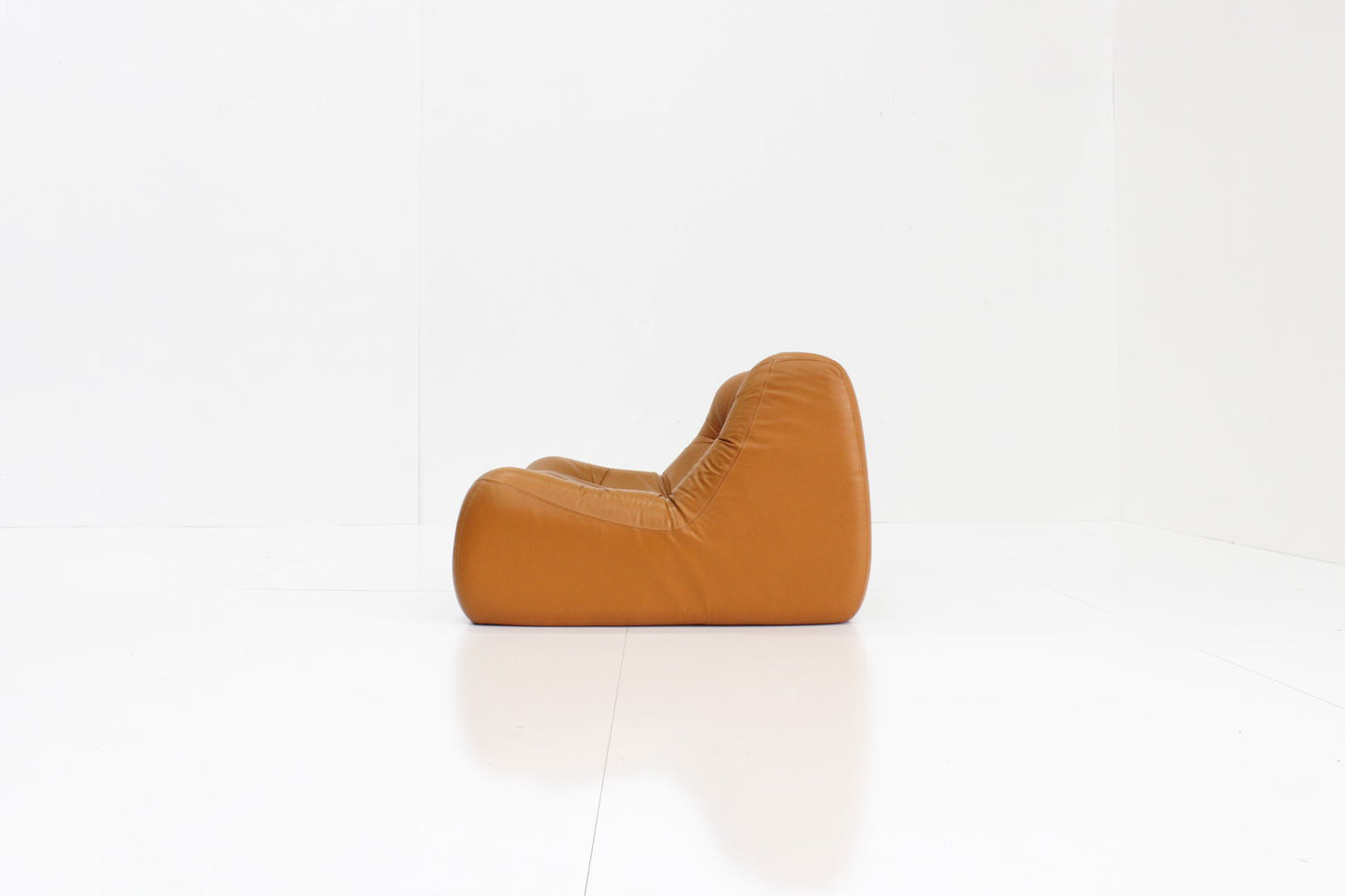 Cognac Leather Kali sofa by Michel Ducaroy for Ligne Roset