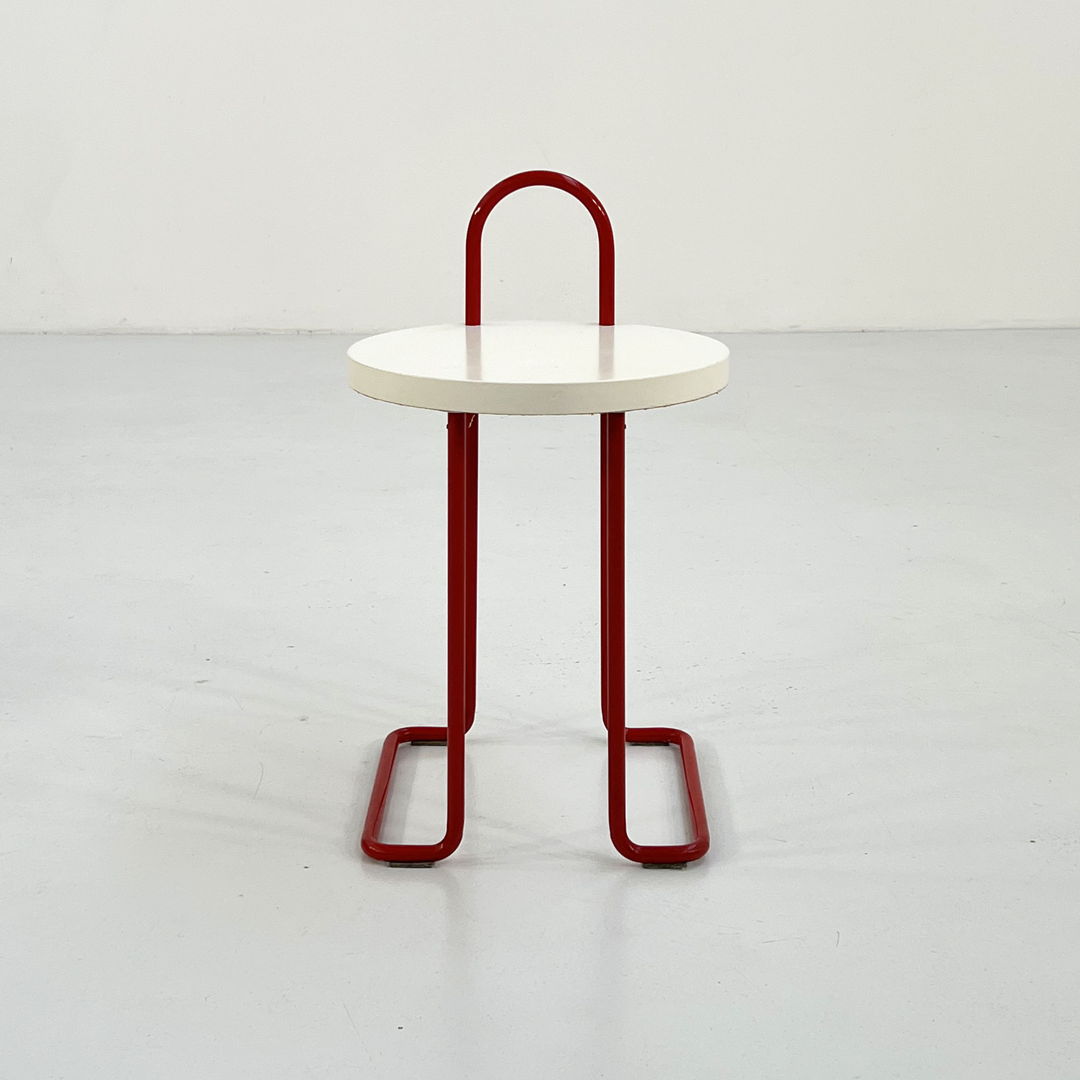 Red Bathroom Stool in Wood & Metal, 1980s