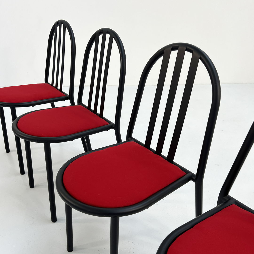 4 Red Fabric No.222 Chairs by Robert Mallet-Stevens for Pallucco Italia, 1980s