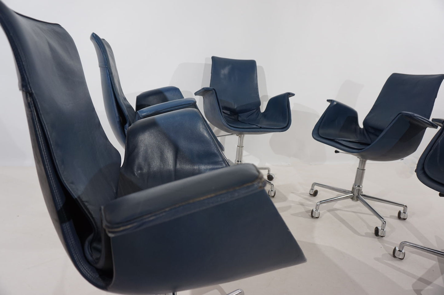 Set of 5 Kill International 6727 leather office chairs by Fabricius & Kastholm