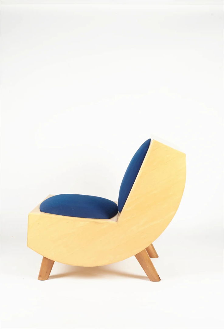 unique Dutch postmodern beech wood armchair 1990s