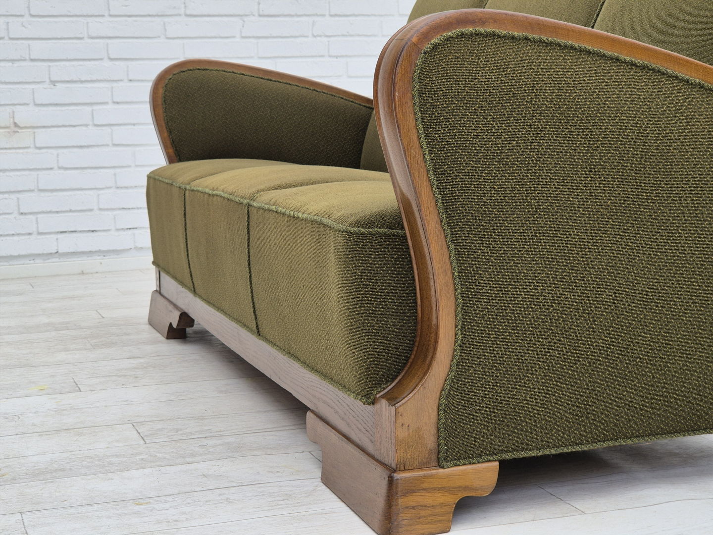 1950s, Danish 3 seater sofa in original very good condition, oak wood.