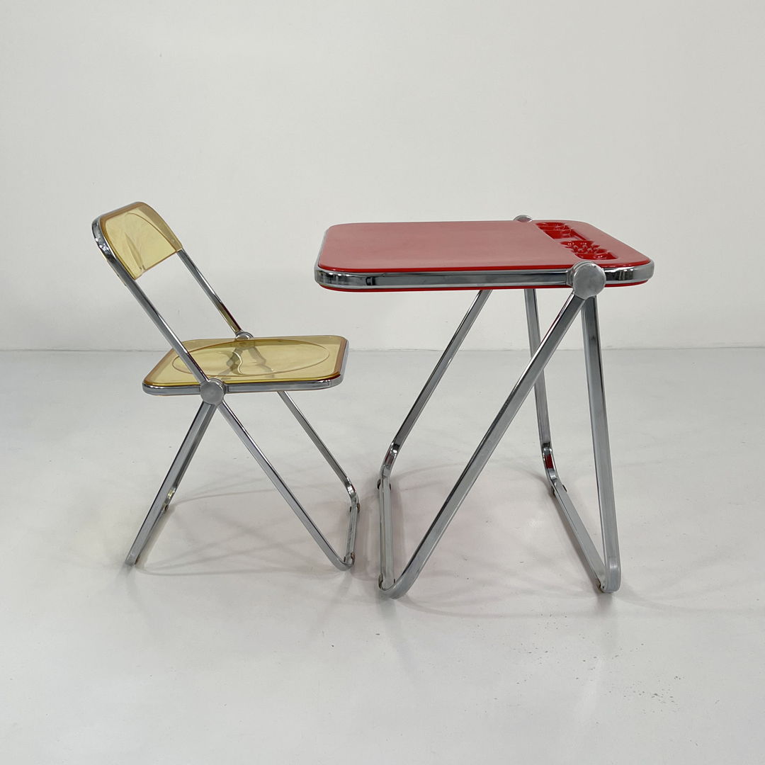 Red Platone Folding Desk by Giancarlo Piretti for Anonima Castelli, 1970s