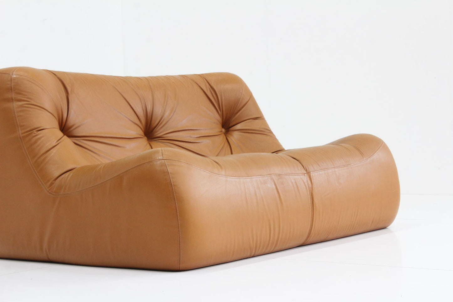 Cognac Leather Kali sofa by Michel Ducaroy for Ligne Roset