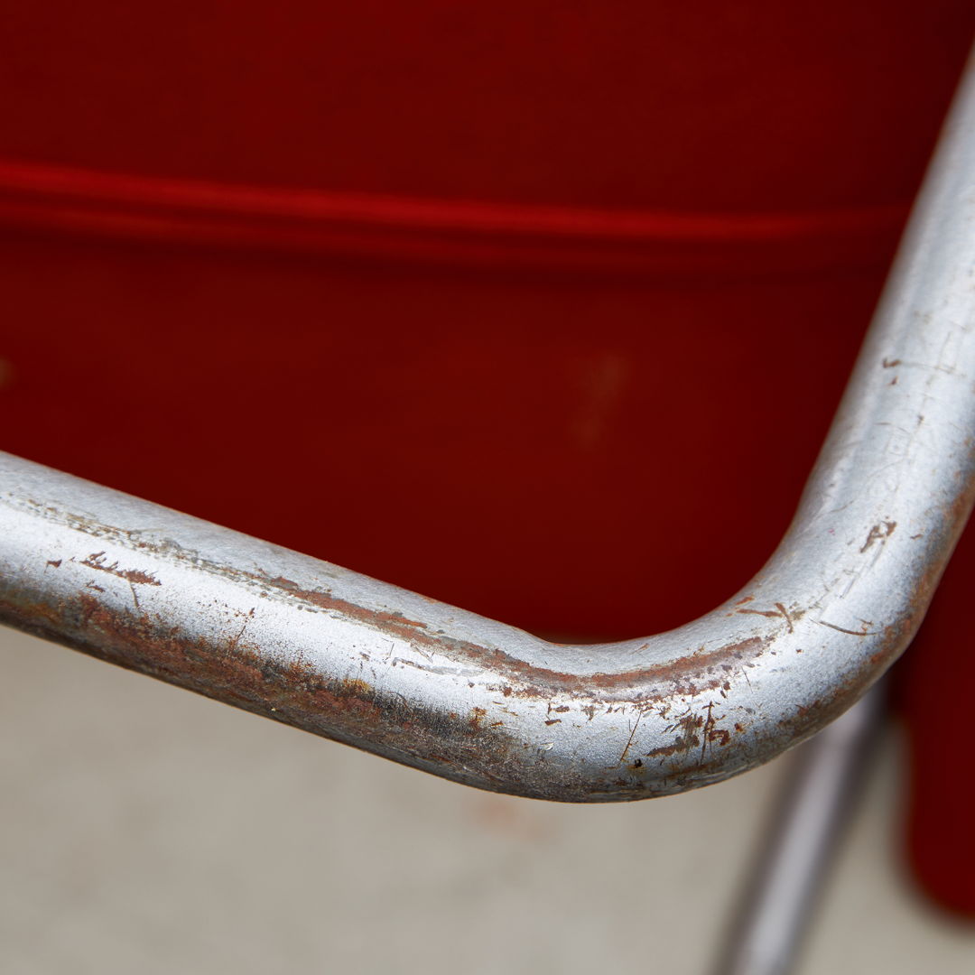 Low Chair on a Tubular Metal Frame with Orange Upholstery, 1970s