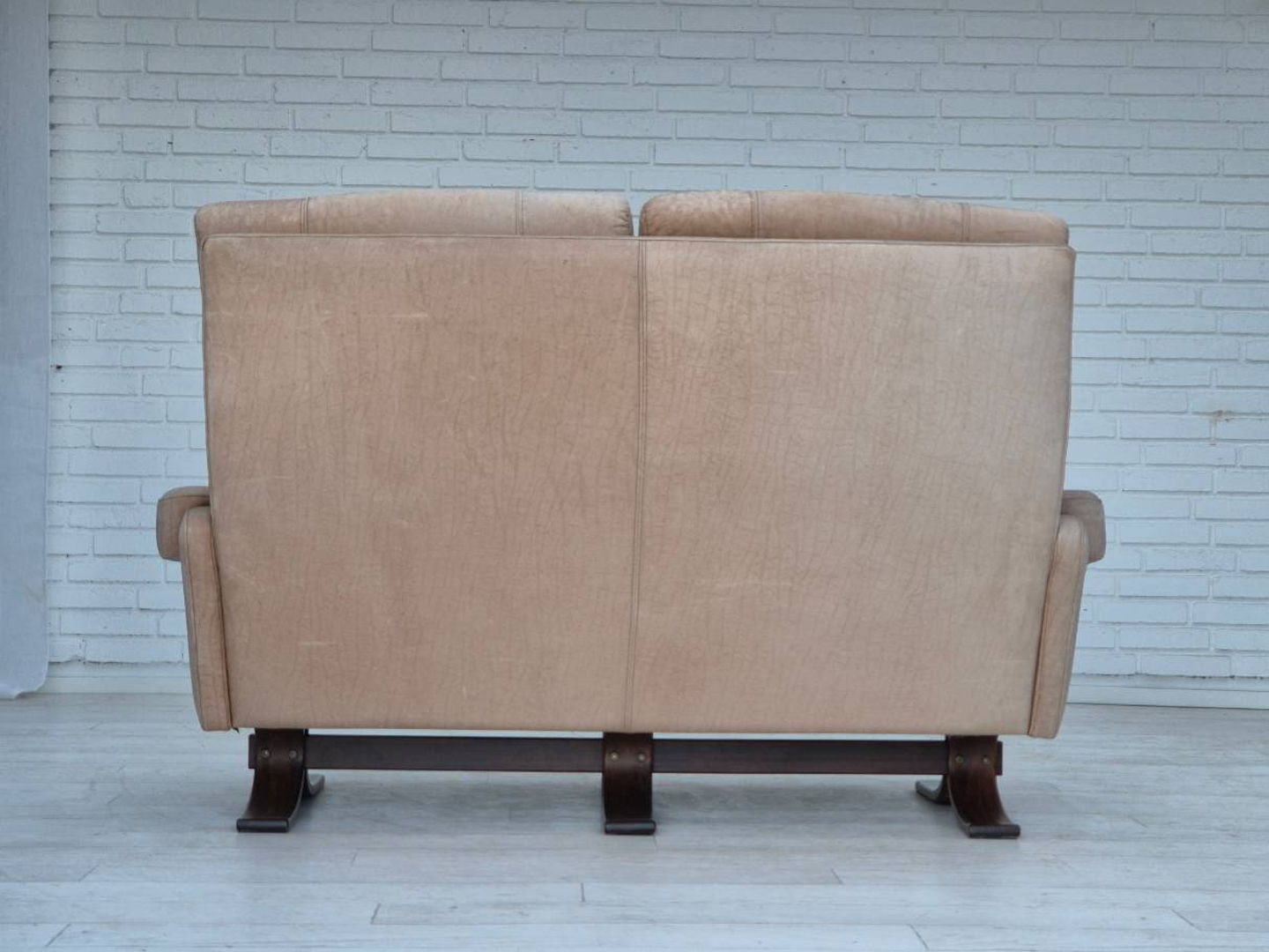 1970s, Scandinavian 2 seater sofa, original very good condition, leather.