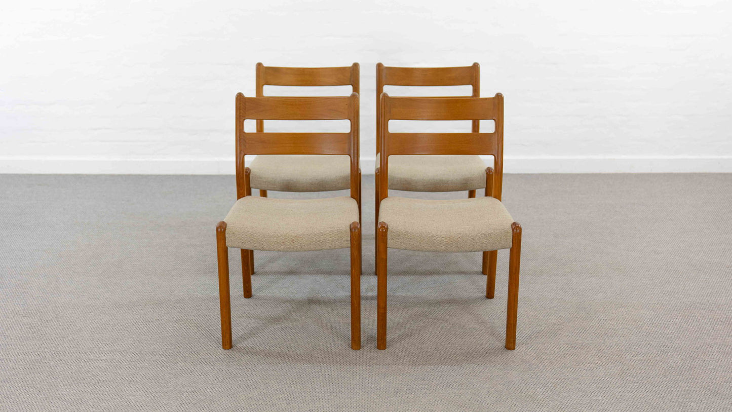 MID-CENTURY TEAK DINING CHAIRS BY EMC-Mobler, DENMARK, 60S, SET OF 4