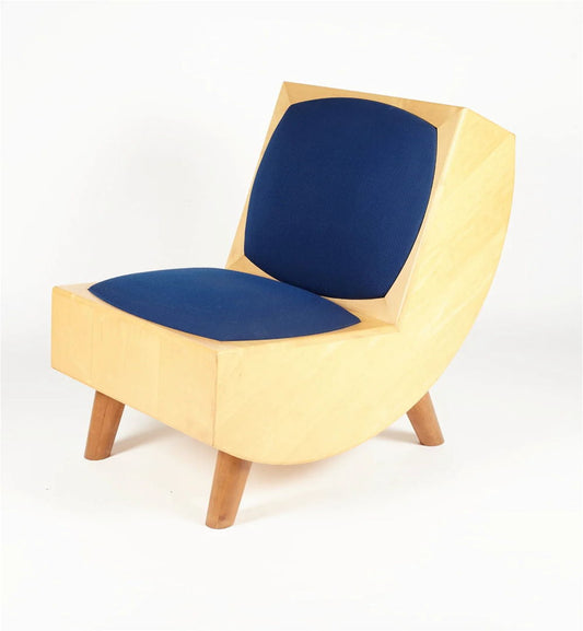 unique Dutch postmodern beech wood armchair 1990s