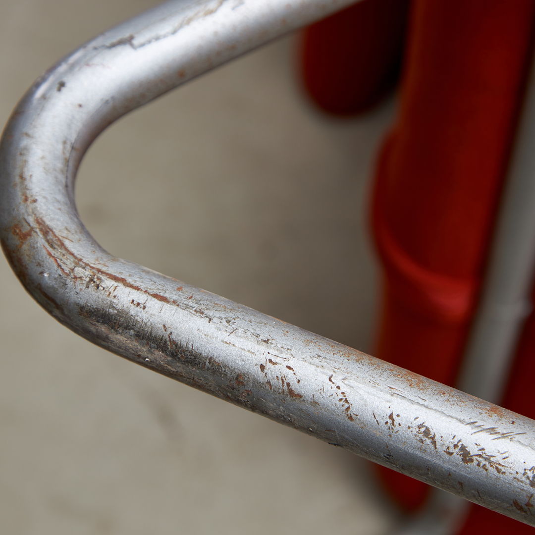 Low Chair on a Tubular Metal Frame with Orange Upholstery, 1970s