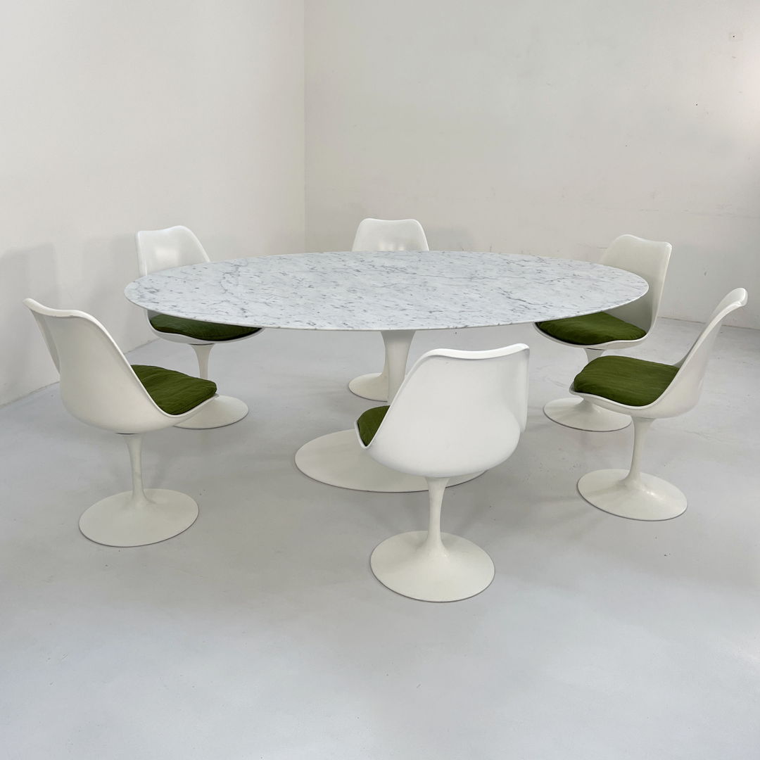Marble Oval Tulip Dining Table 198 cm by Eero Saarinen for Knoll,