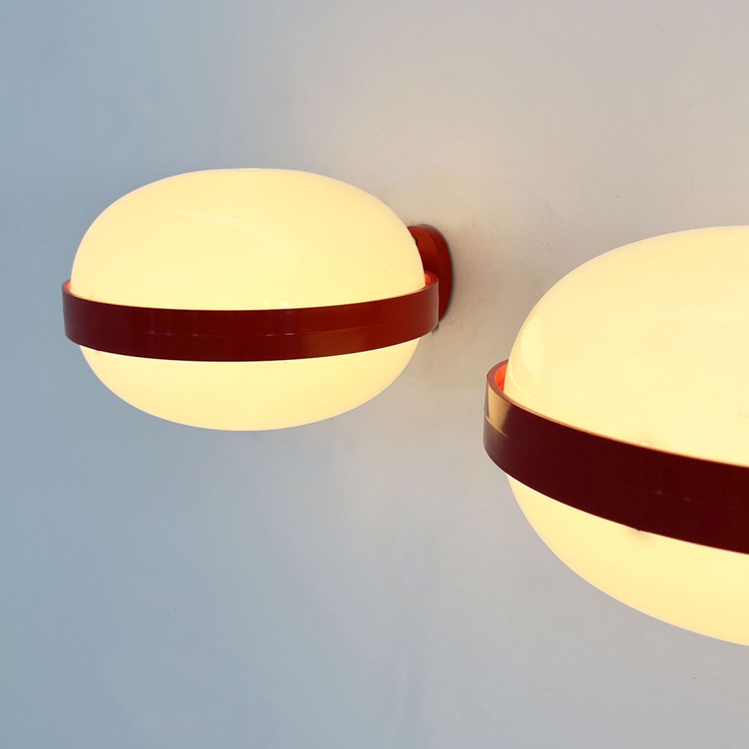 Pair of Red KD33 E Wall Lamp by Gianemilio Piero & Anna Monti for Kartell, 1960s