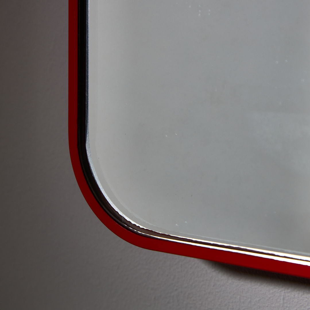 1970s Vanity Mirror in Deep Red