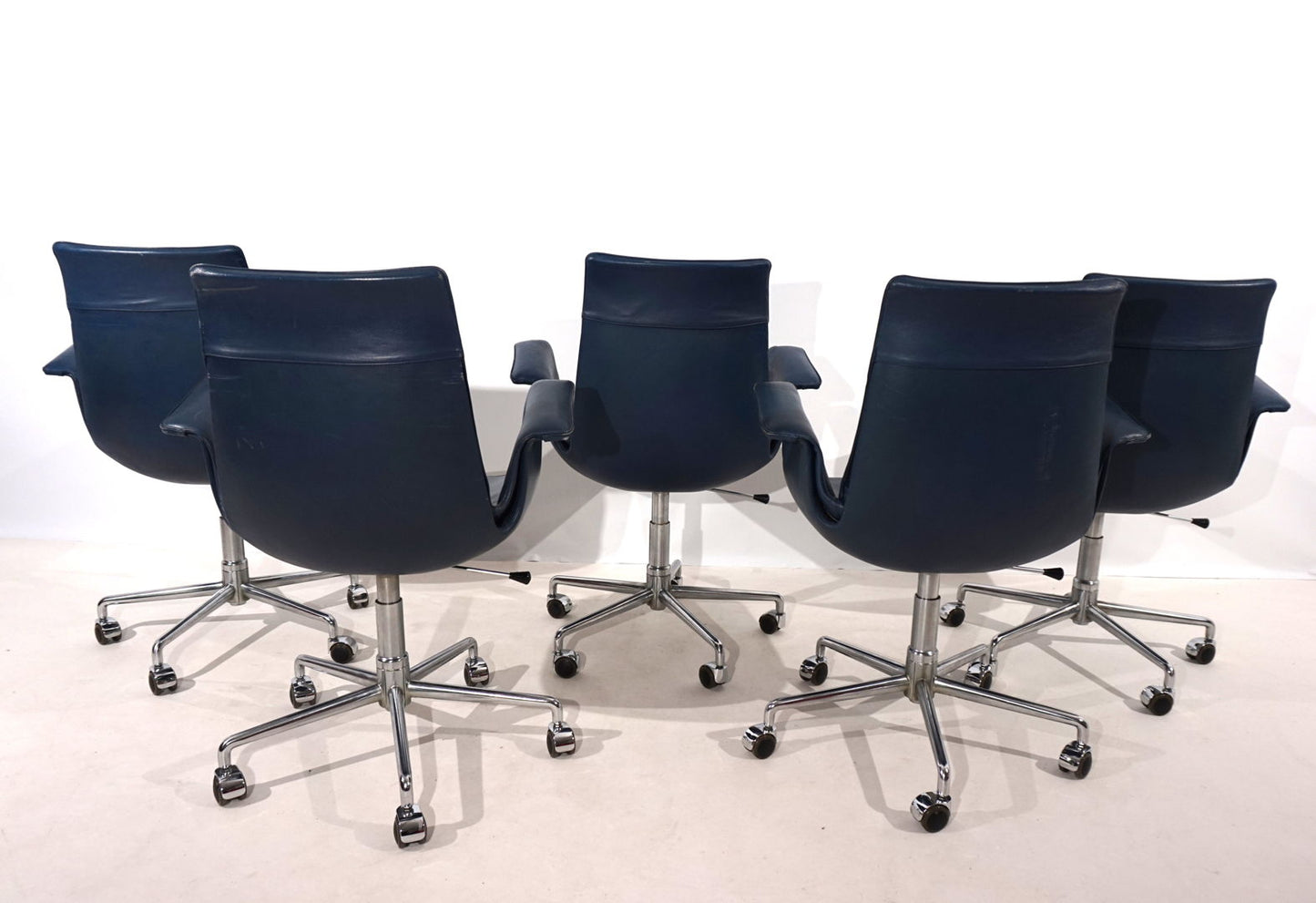 Set of 5 Kill International 6727 leather office chairs by Fabricius & Kastholm