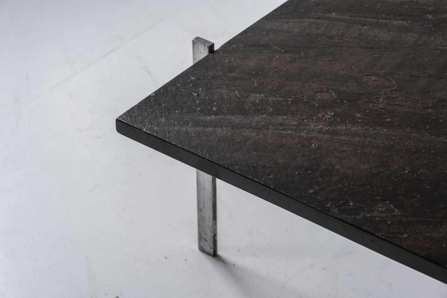 Square slate stone coffee table from the 1950s.