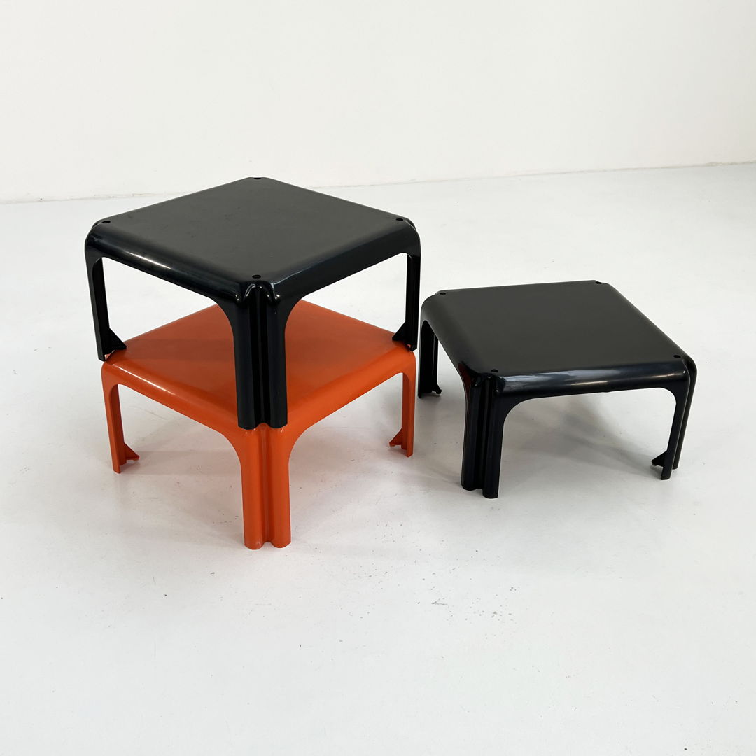 Set of Elena Stacking Tables by Vico Magistretti for Metra, 1970s