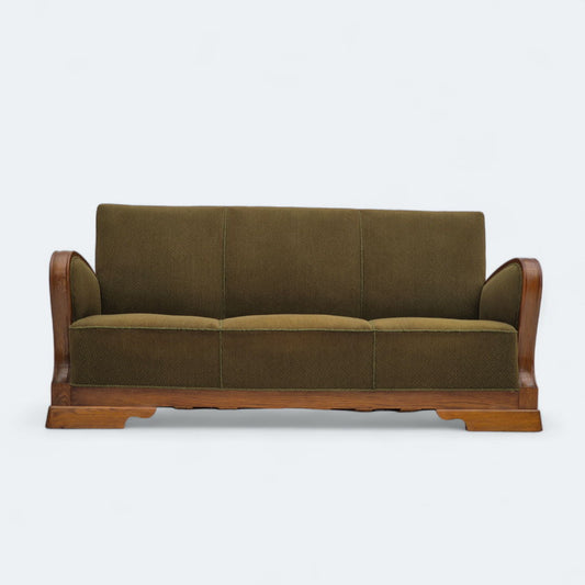 1950s, Danish 3 seater sofa in original very good condition, oak wood.