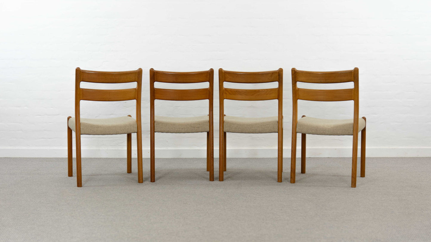 MID-CENTURY TEAK DINING CHAIRS BY EMC-Mobler, DENMARK, 60S, SET OF 4