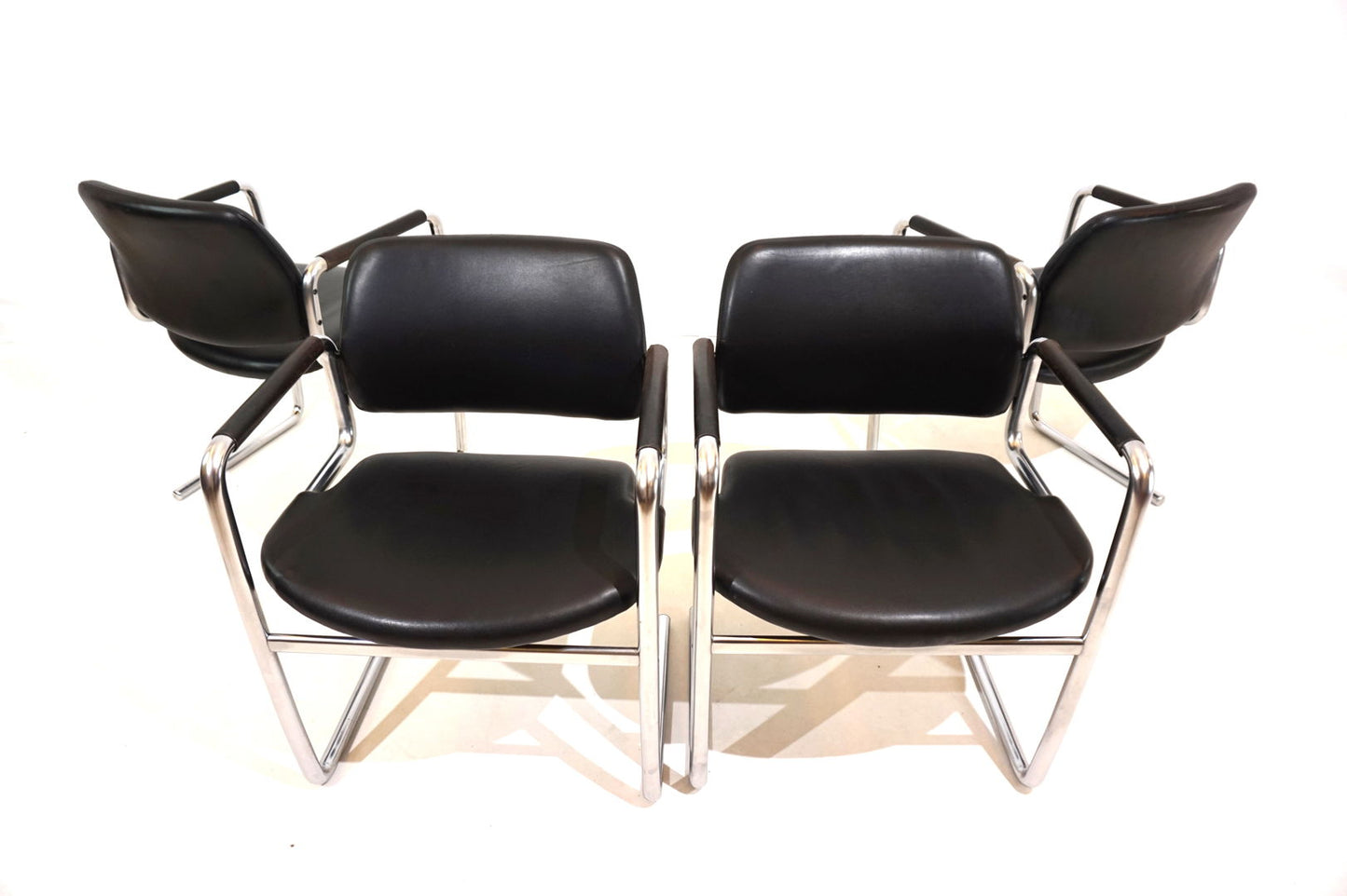 Set of 4 leather dining chairs by Jørgen Kastholm for Kusch&Co