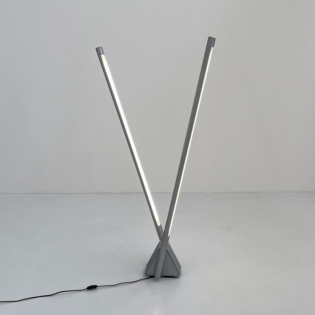 Grey Sistema Flu Floor Lamp by Rodolfo Bonetto for Luci Italia, 1980s