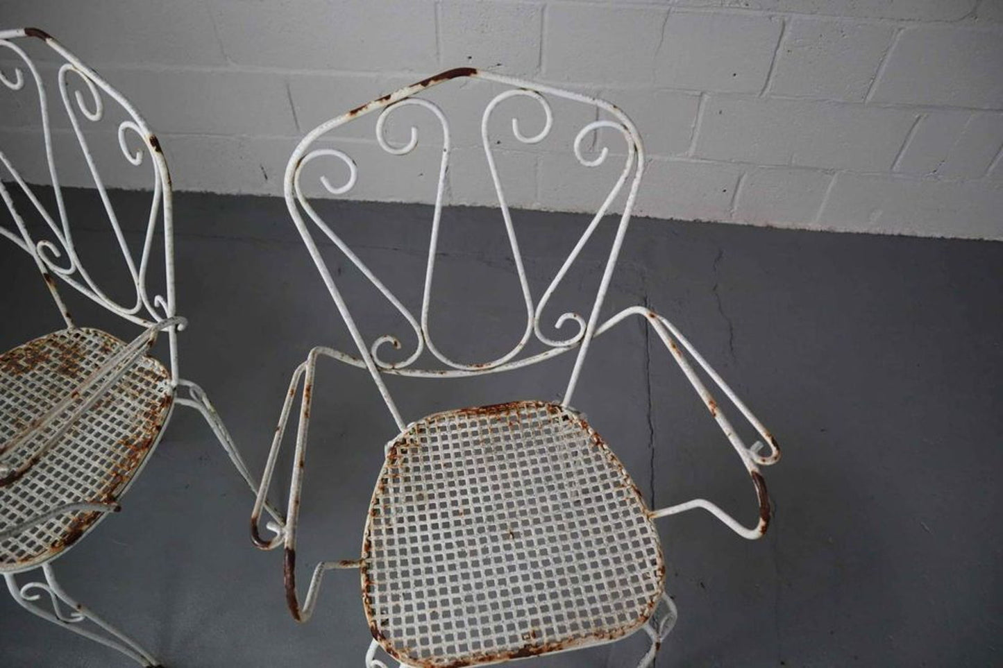 Set of Four Weathered Iron Garden Chairs